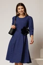 Rochie midi din stofa carou albastru si finisaje negre, 1, dyfashion.ro