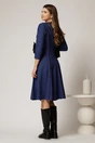 Rochie midi din stofa carou albastru si finisaje negre, 2, dyfashion.ro