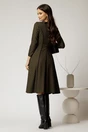 Rochie midi din stofa carou kaki si finisaje negre, 2, dyfashion.ro