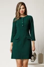 Rochie midi din stofa verde cu nasturi la decolteu, 1, dyfashion.ro
