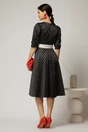 Rochie midi din tafta cu buline alb negru, 2, dyfashion.ro