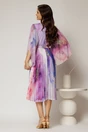 Rochie midi din tull cu imprimeu lila si fusta plisata din satin, 2, dyfashion.ro