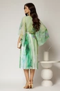 Rochie midi din tull cu imprimeu verde si fusta plisata din satin, 2, dyfashion.ro