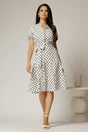 Rochie midi din viscoza alba cu buline de vara, 3, dyfashion.ro