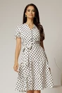 Rochie midi din viscoza alba cu buline de vara, 1, dyfashion.ro