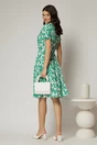 Rochie midi din viscoza alba cu imprimeu verde, 2, dyfashion.ro