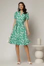 Rochie midi din viscoza alba cu imprimeu verde, 3, dyfashion.ro