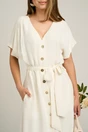 Rochie midi din viscoza alba cu nasturi si  cordon in talie, 3, dyfashion.ro