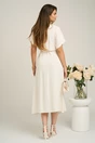 Rochie midi din viscoza alba cu nasturi si  cordon in talie, 2, dyfashion.ro