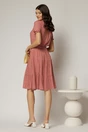 Rochie midi din viscoza caramizie cu imprimeu alb, 2, dyfashion.ro