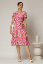 Rochie midi din viscoza cu imprimeu floral fucsia, 3, dyfashion.ro