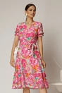 Rochie midi din viscoza cu imprimeu floral fucsia, 1, dyfashion.ro