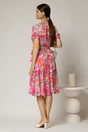 Rochie midi din viscoza cu imprimeu floral fucsia, 2, dyfashion.ro