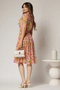 Rochie midi din viscoza cu imprimeu floral roz oranj, 2, dyfashion.ro