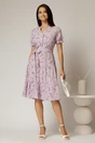 Rochie midi din viscoza lila cu imprimeuri de vara, 3, dyfashion.ro