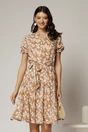 Rochie midi din viscoza maro cu imprimeu alb, 1, dyfashion.ro