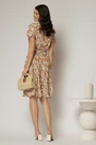 Rochie midi din viscoza maro cu imprimeu alb, 2, dyfashion.ro