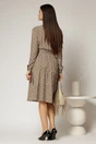 Rochie midi din viscoza maro cu imprimeu bej, 2, dyfashion.ro