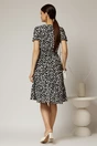 Rochie midi din viscoza neagra cu imprimeu alb, 2, dyfashion.ro