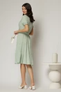 Rochie midi din viscoza verde fistic cu imprimeu alb, 2, dyfashion.ro
