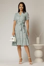 Rochie midi din viscoza verde mint cu imprimeuri de vara, 3, dyfashion.ro