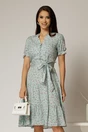 Rochie midi din viscoza verde mint cu imprimeuri de vara, 1, dyfashion.ro