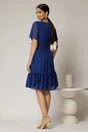 Rochie midi din voal albastru cu decolteu petrecut cu volanase si maneci scurte, 2, dyfashion.ro