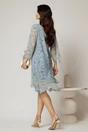 Rochie midi din voal bleu cu floricele si maneci trei sferturi, 2, dyfashion.ro
