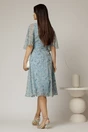 Rochie midi din voal bleu cu imprimeuri cu maneci scurte lejere, 2, dyfashion.ro