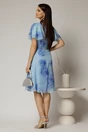 Rochie midi din voal bleu cu imprimeuri si volanase la maneci, 2, dyfashion.ro