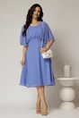 Rochie midi din voal bleu cu maneci scurte lejere, 3, dyfashion.ro