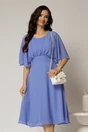 Rochie midi din voal bleu cu maneci scurte lejere, 1, dyfashion.ro