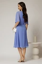 Rochie midi din voal bleu cu maneci scurte lejere, 2, dyfashion.ro