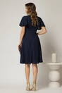 Rochie midi din voal bleumarin cu maneci evazate si decolteu adanc, 2, dyfashion.ro