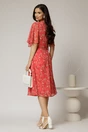 Rochie midi din voal corai cu imprimeuri cu maneci scurte lejere, 2, dyfashion.ro