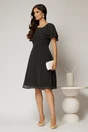 Rochie midi din voal neagra cu buline si volanase la maneci, 3, dyfashion.ro
