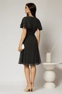 Rochie midi din voal neagra cu buline si volanase la maneci, 2, dyfashion.ro
