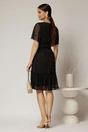 Rochie midi din voal negru cu decolteu petrecut cu volanase si maneci scurte, 2, dyfashion.ro