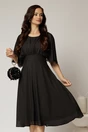 Rochie midi din voal negru cu maneci scurte lejere, 1, dyfashion.ro