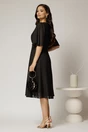 Rochie midi din voal negru cu maneci scurte lejere, 2, dyfashion.ro