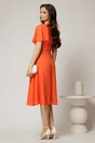 Rochie midi din voal oranj cu maneci evazate si decolteu adanc, 2, dyfashion.ro