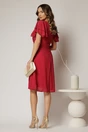 Rochie midi din voal rosu zmeura si volanase la maneci, 2, dyfashion.ro