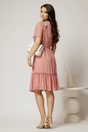 Rochie midi din voal roz cu decolteu petrecut cu volanase si maneci scurte, 2, dyfashion.ro