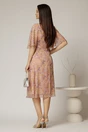 Rochie midi din voal roz cu imprimeuri cu maneci scurte lejere, 2, dyfashion.ro