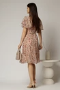 Rochie midi din voal roz cu imprimeuri si volanase la maneci, 2, dyfashion.ro