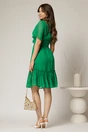 Rochie midi din voal verde cu decolteu petrecut cu volanase si maneci scurte, 2, dyfashion.ro