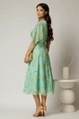 Rochie midi din voal verde menta cu imprimeu galben, 2, dyfashion.ro
