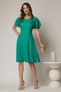 Rochie midi din voal verde si volanase la maneci, 3, dyfashion.ro
