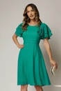 Rochie midi din voal verde si volanase la maneci, 1, dyfashion.ro