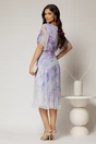 Rochie midi eleganta cu imprimeuri lila cu fusta clos plisata, 2, dyfashion.ro